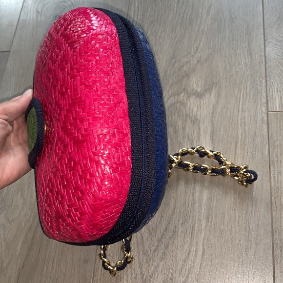 Aldo Vintage Structured Straw Purse - Pink/Blue/Green - Picture 8 of 9